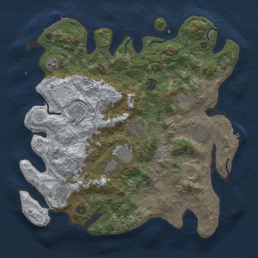 Rust Map: Procedural Map, Size: 4000, Seed: 765232, 19 Monuments