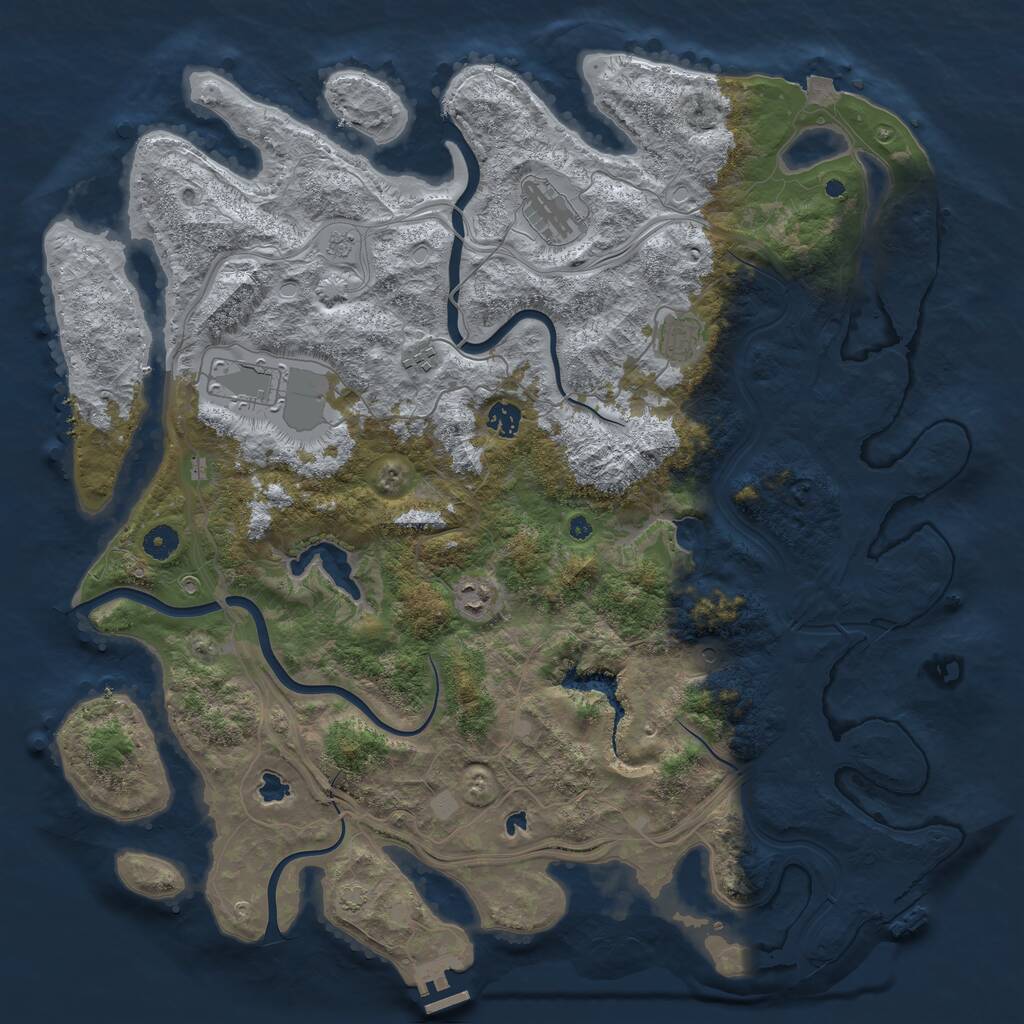 Rust Map: Procedural Map, Size: 4500, Seed: 604708115, 12 Monuments