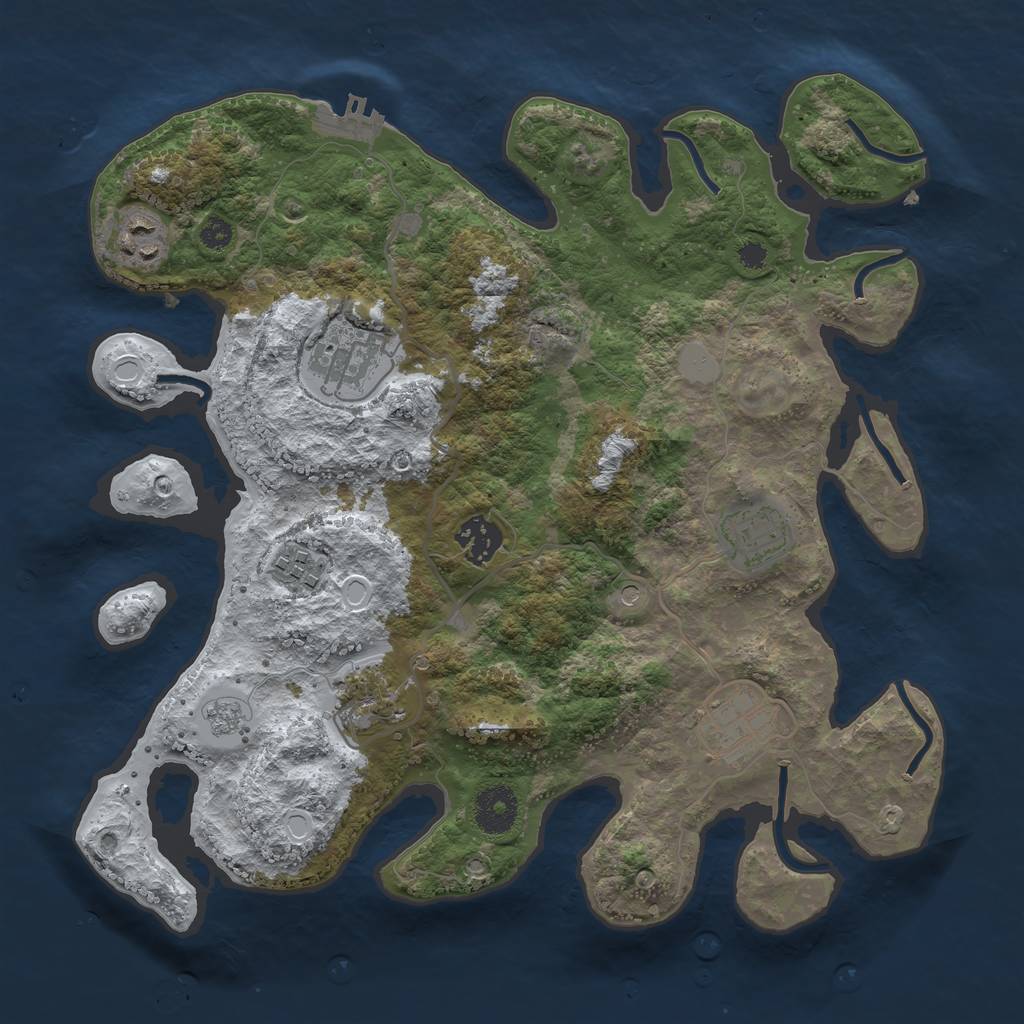 Rust Map: Procedural Map, Size: 3333, Seed: 452034318, 15 Monuments