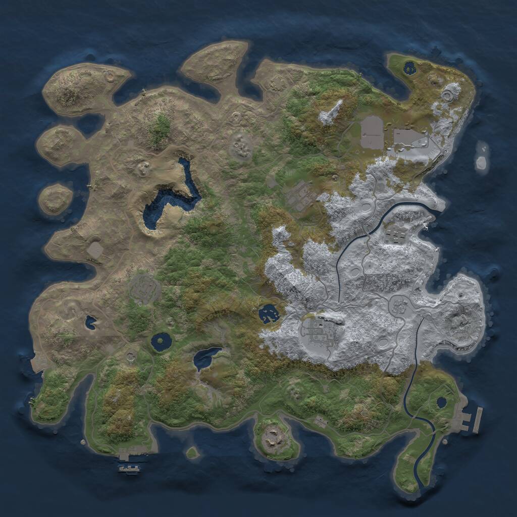 Rust Map: Procedural Map, Size: 4000, Seed: 4130, 13 Monuments