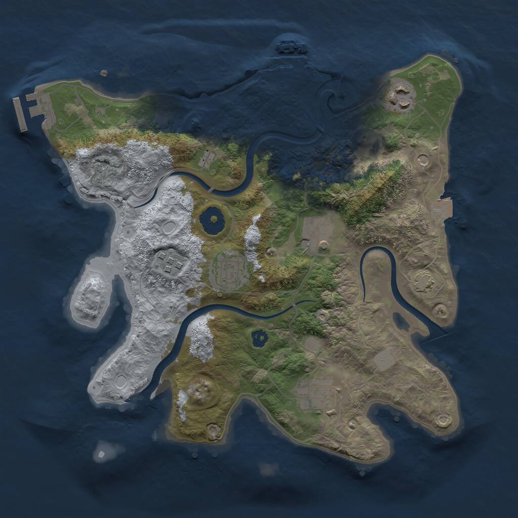 Rust Map: Procedural Map, Size: 3000, Seed: 741168221, 10 Monuments