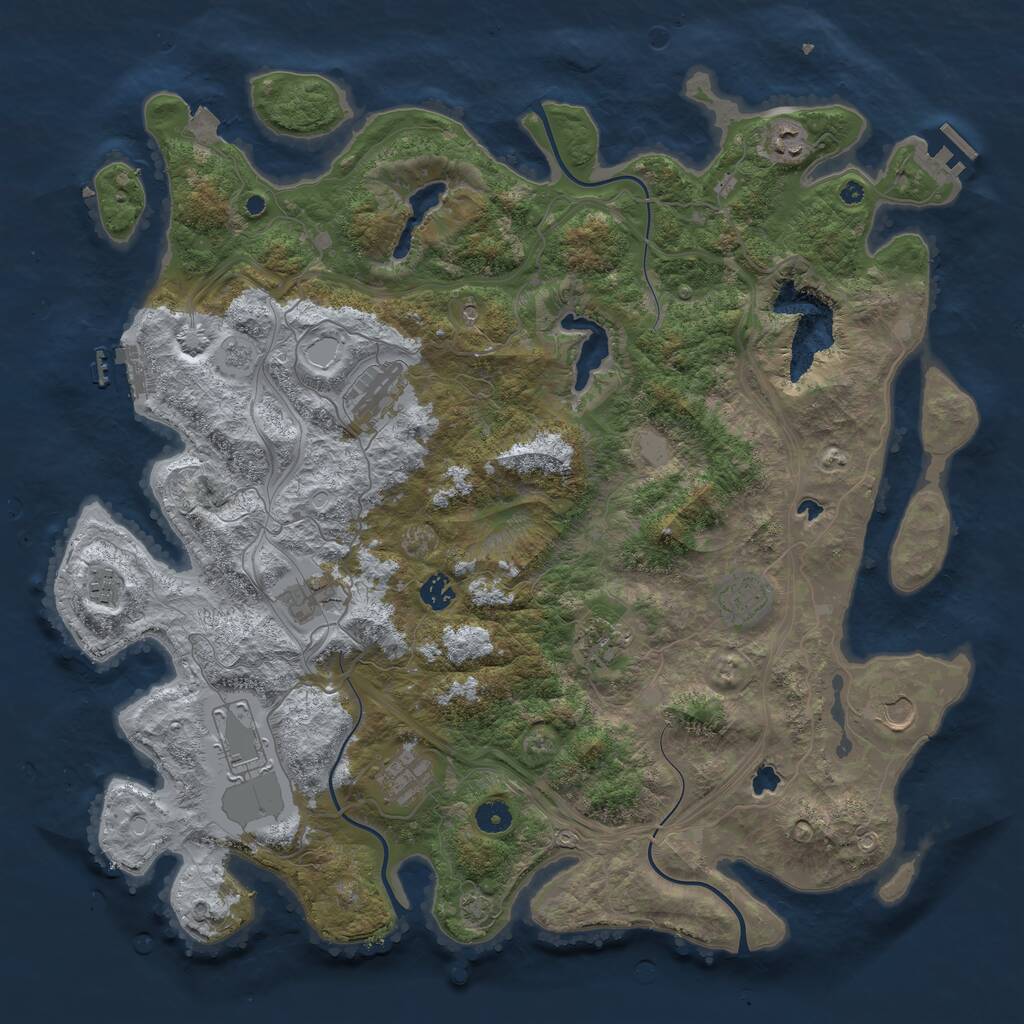Rust Map: Procedural Map, Size: 4500, Seed: 534131130, 16 Monuments