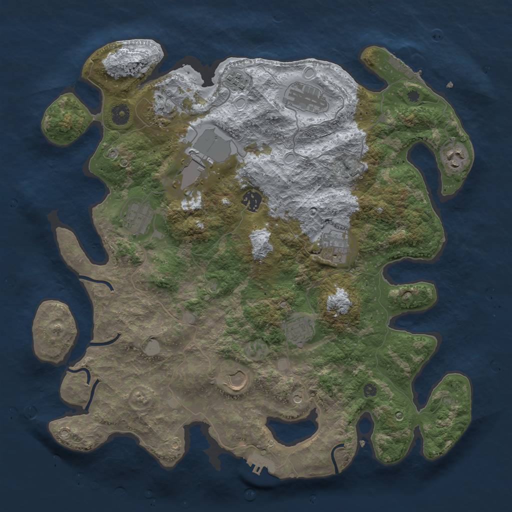 Rust Map: Procedural Map, Size: 3850, Seed: 637470545, 18 Monuments