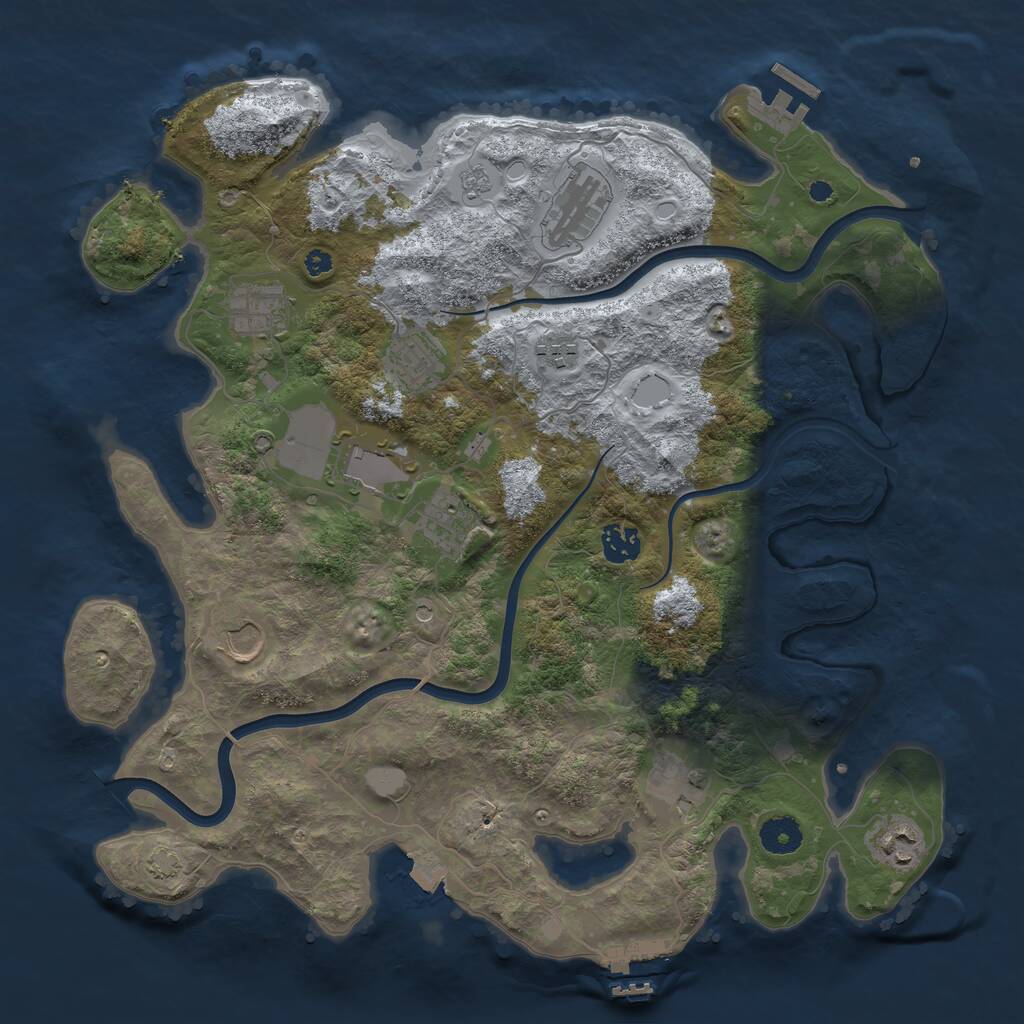 Rust Map: Procedural Map, Size: 3850, Seed: 637470545, 16 Monuments