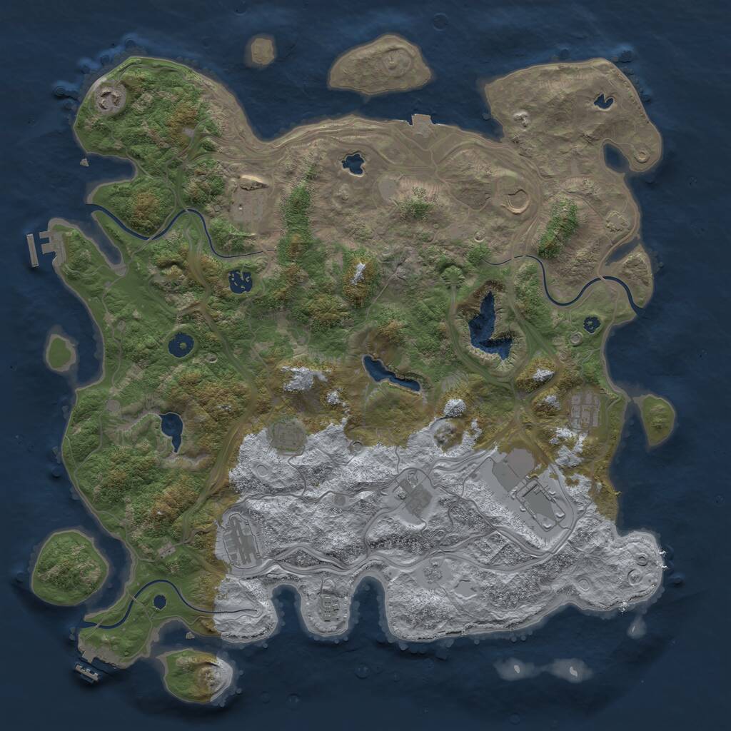 Rust Map: Procedural Map, Size: 4500, Seed: 22027070, 16 Monuments