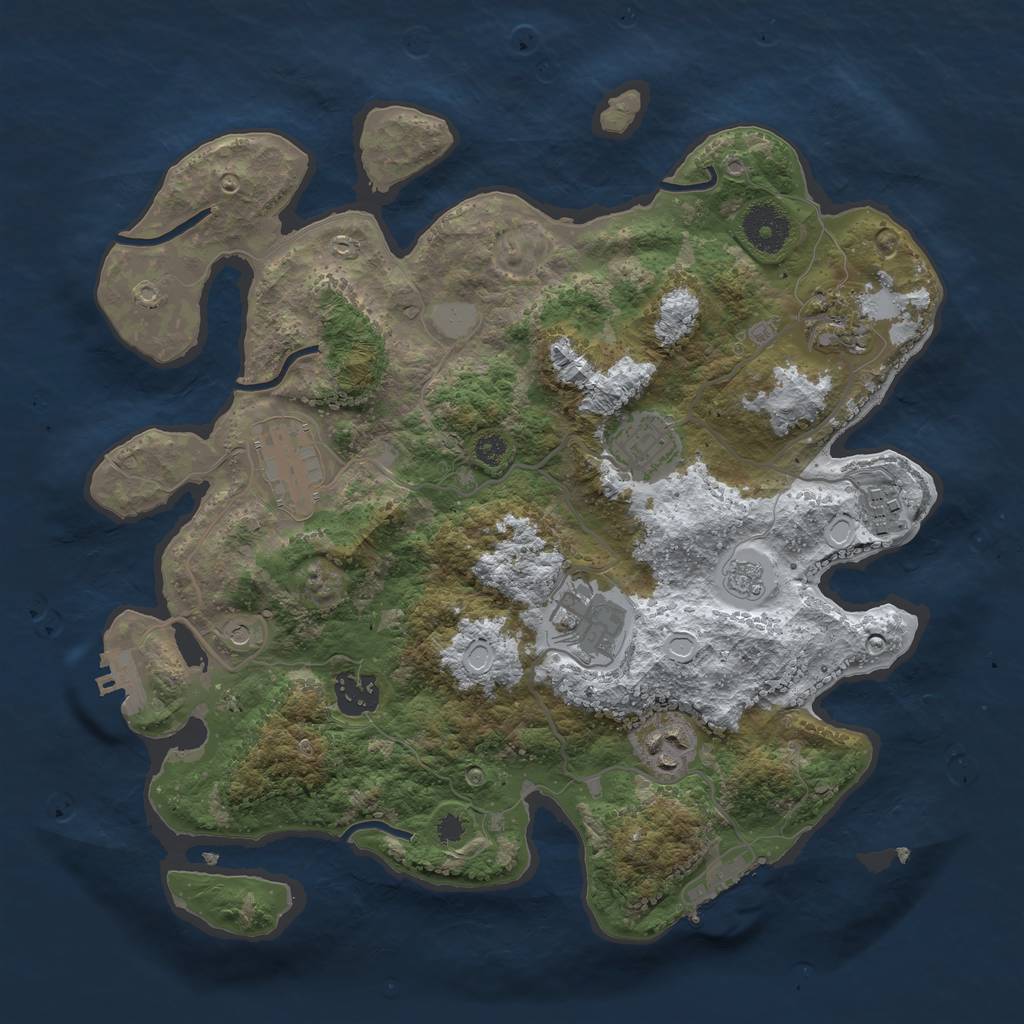 Rust Map: Procedural Map, Size: 3333, Seed: 1519043939, 16 Monuments