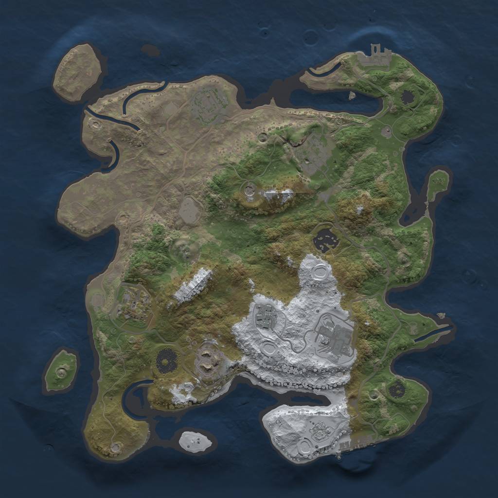 Rust Map: Procedural Map, Size: 3200, Seed: 675880557, 16 Monuments