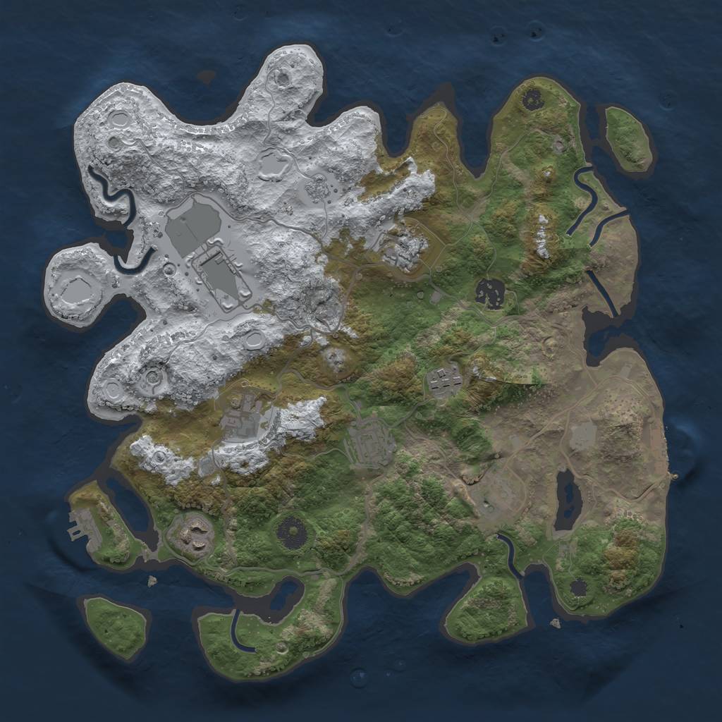 Rust Map: Procedural Map, Size: 3500, Seed: 1999639236, 17 Monuments