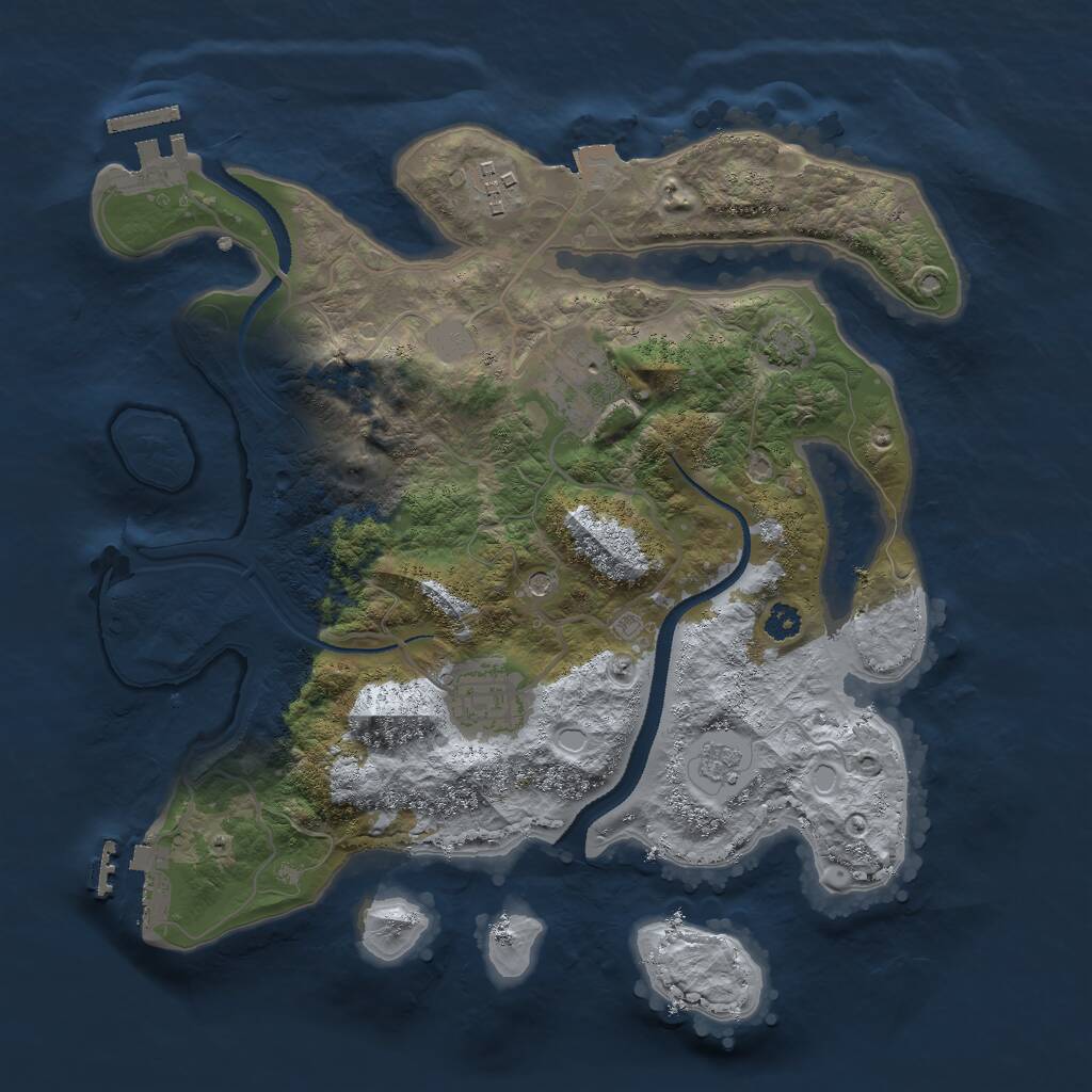 Rust Map: Procedural Map, Size: 3000, Seed: 1907730966, 9 Monuments