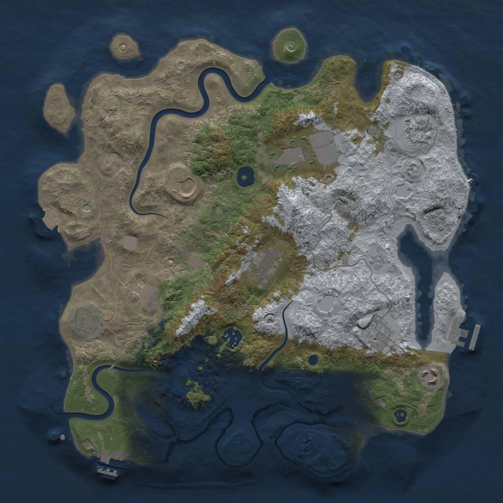 Rust Map: Procedural Map, Size: 3850, Seed: 243670866, 16 Monuments