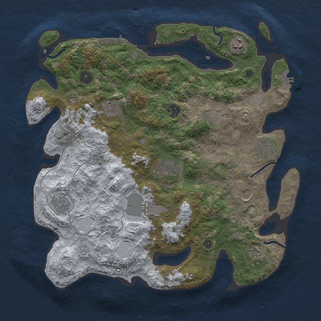 Rust Map: Procedural Map, Size: 3850, Seed: 104066857, 20 Monuments