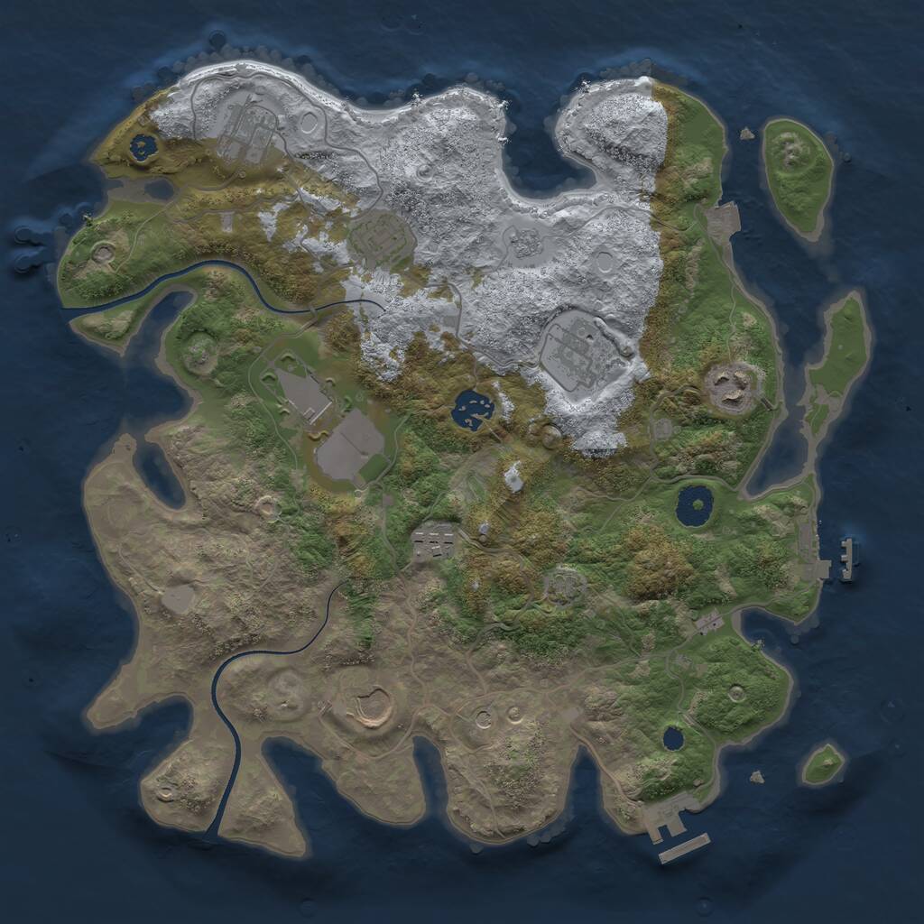 Rust Map: Procedural Map, Size: 3500, Seed: 1790146395, 14 Monuments