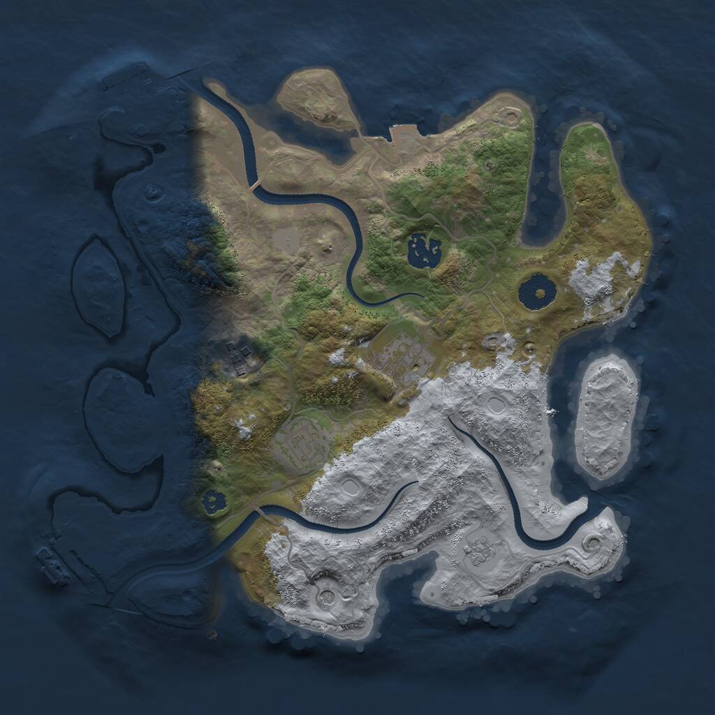 Rust Map: Procedural Map, Size: 3000, Seed: 2014467933, 9 Monuments