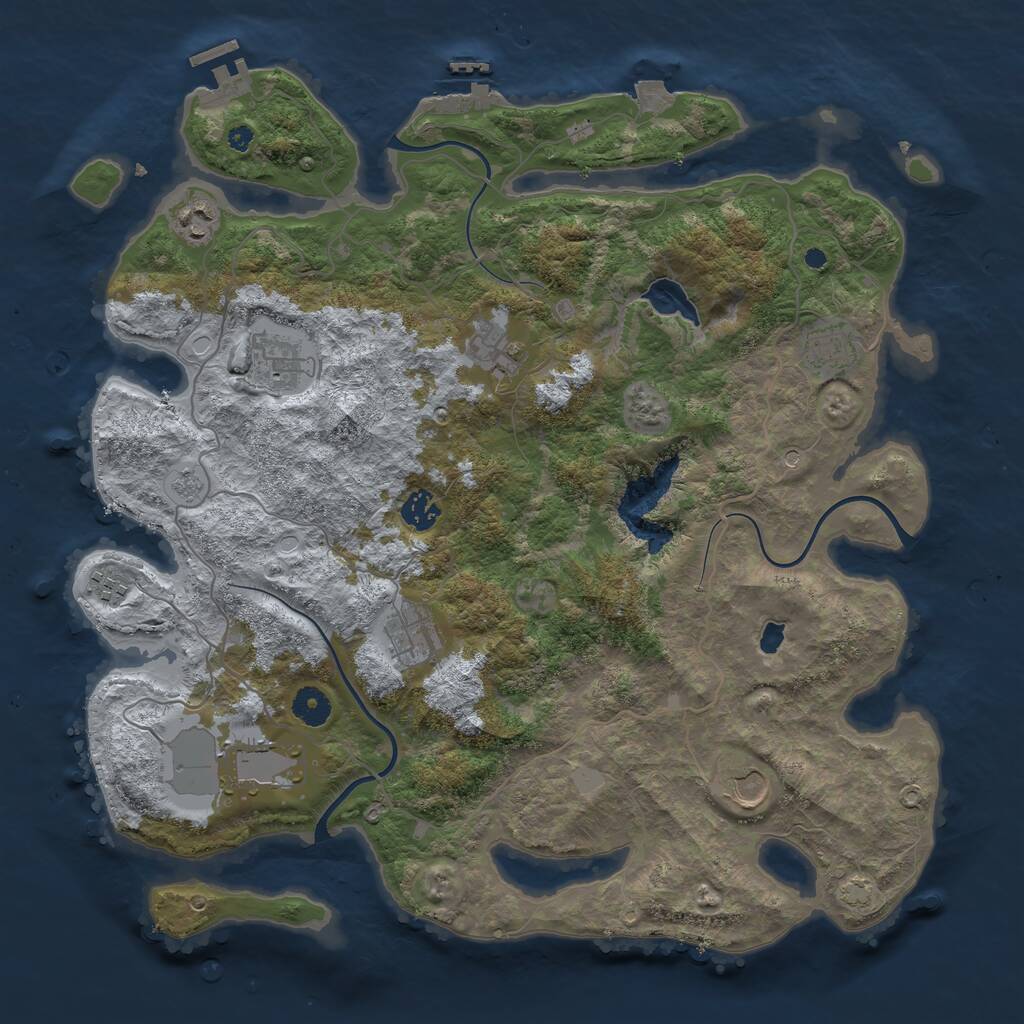 Rust Map: Procedural Map, Size: 4050, Seed: 1534156486, 15 Monuments