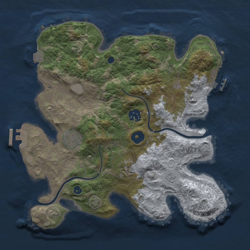 Rust Map: Procedural Map, Size: 3000, Seed: 15942, 8 Monuments