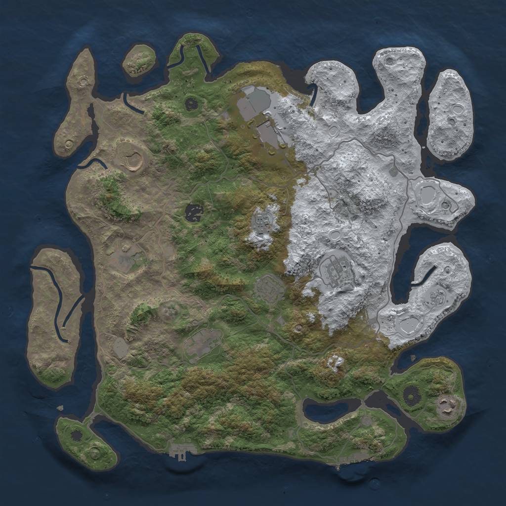 Rust Map: Procedural Map, Size: 4000, Seed: 2002039460, 18 Monuments