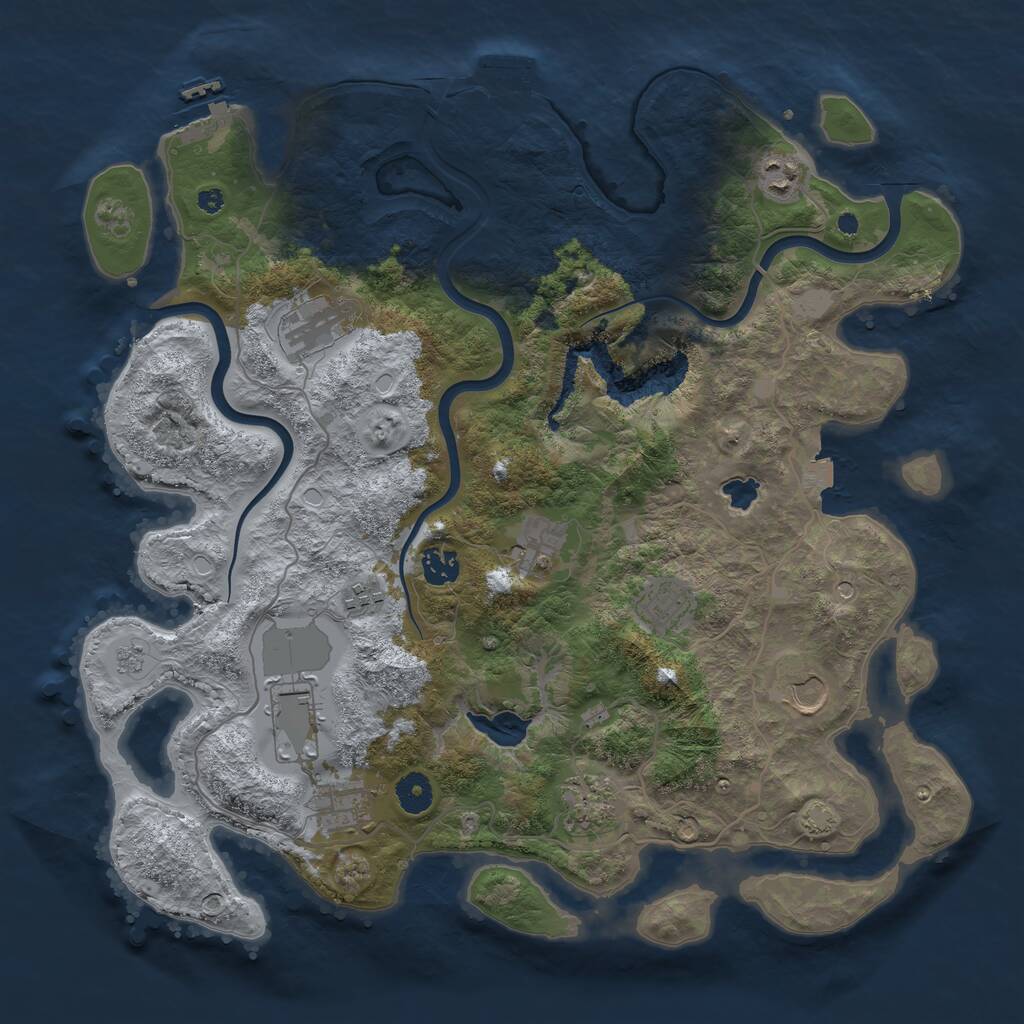 Rust Map: Procedural Map, Size: 4000, Seed: 235215820, 16 Monuments