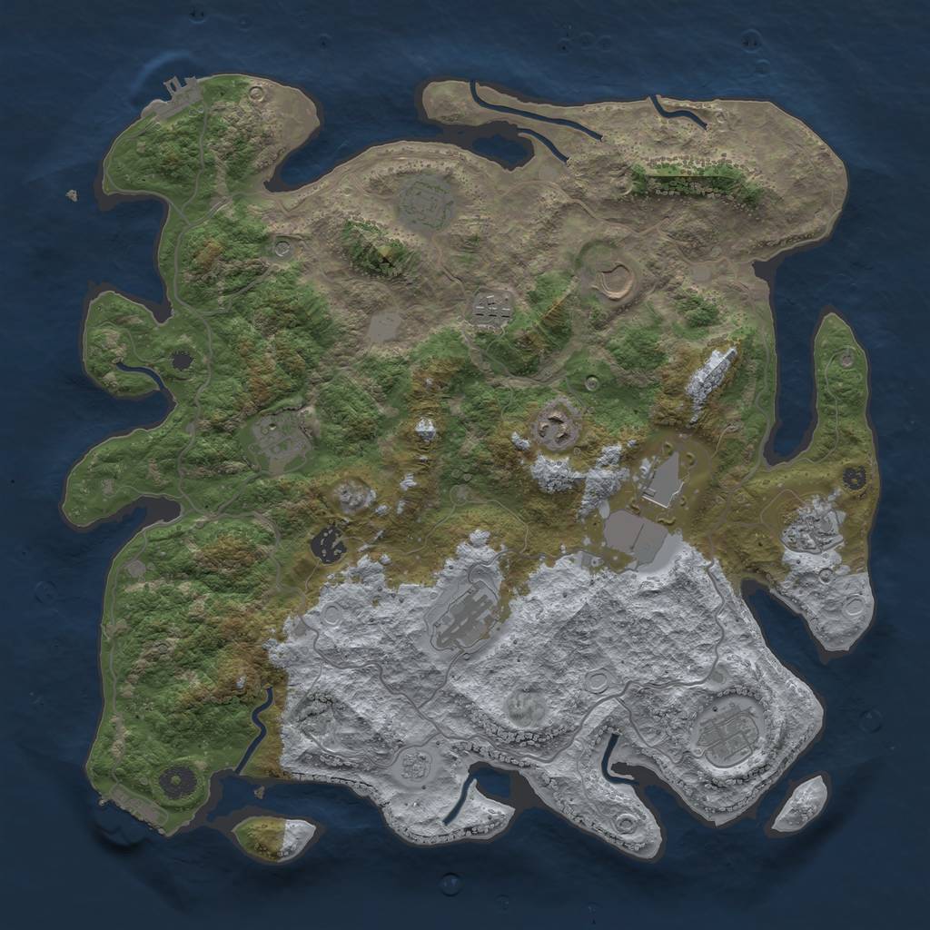 Rust Map: Procedural Map, Size: 4000, Seed: 55182361, 19 Monuments