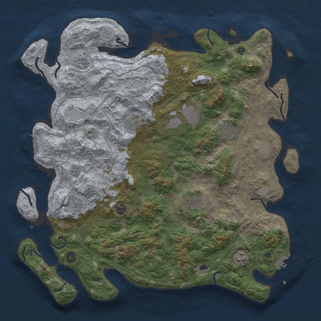 Rust Map: Procedural Map, Size: 4500, Seed: 1300655506, 19 Monuments