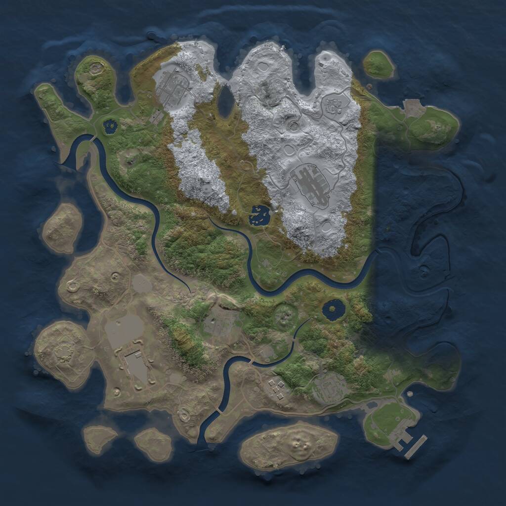 Rust Map: Procedural Map, Size: 3500, Seed: 1897357695, 12 Monuments