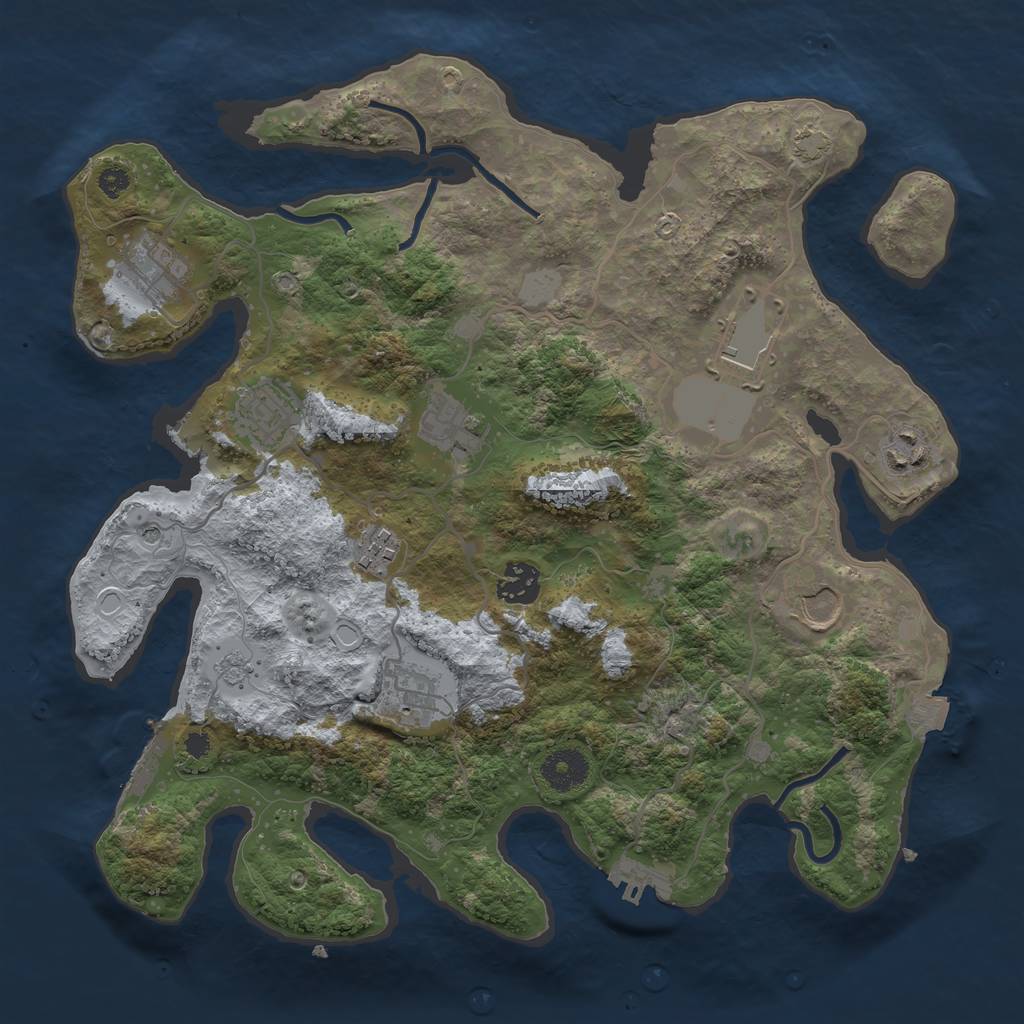 Rust Map: Procedural Map, Size: 3500, Seed: 1496699667, 17 Monuments