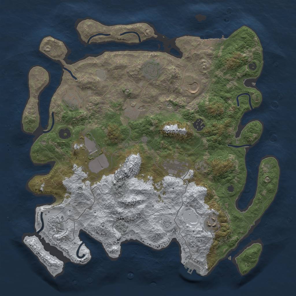 Rust Map: Procedural Map, Size: 3850, Seed: 151641547, 19 Monuments