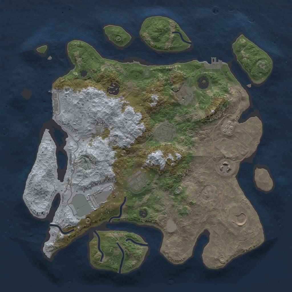 Rust Map: Procedural Map, Size: 3500, Seed: 1109631589, 17 Monuments