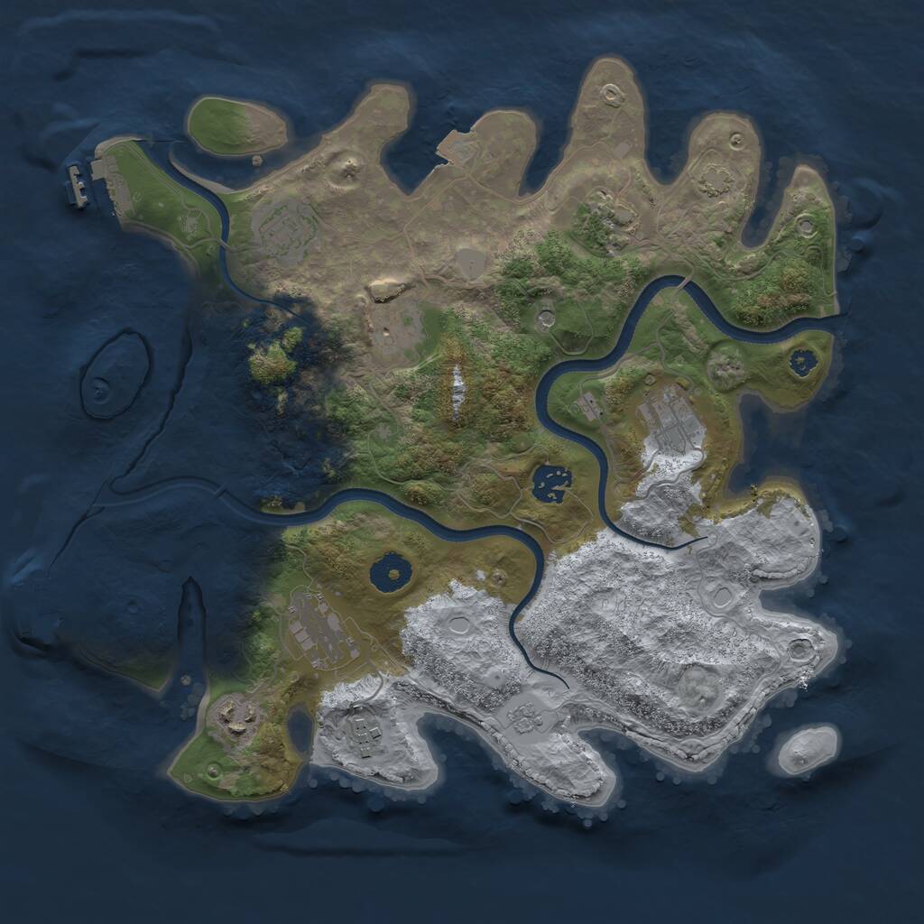 Rust Map: Procedural Map, Size: 3500, Seed: 1947737481, 14 Monuments