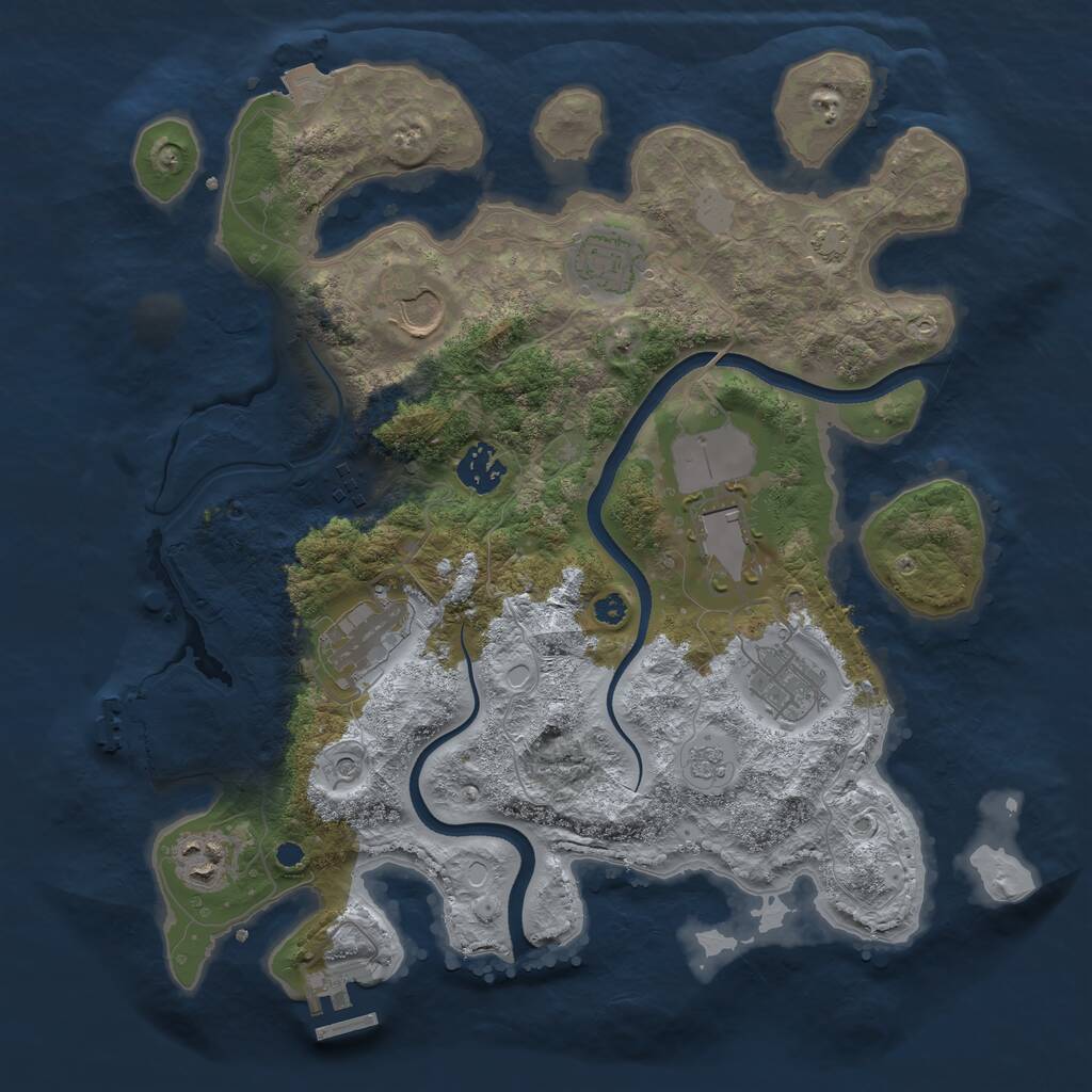 Rust Map: Procedural Map, Size: 3500, Seed: 1735366466, 14 Monuments