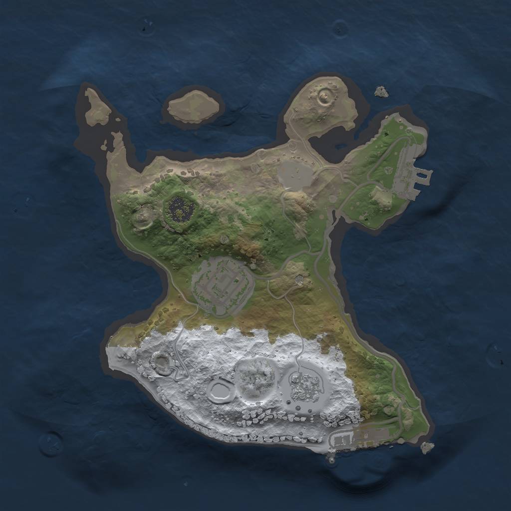 Rust Map: Procedural Map, Size: 2000, Seed: 4321, 9 Monuments