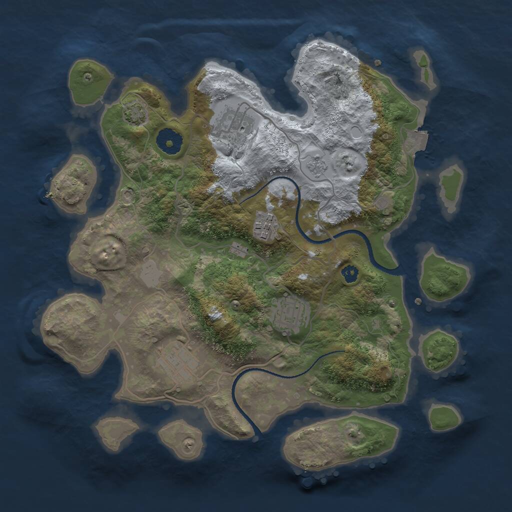 Rust Map: Procedural Map, Size: 3000, Seed: 1897357695, 7 Monuments