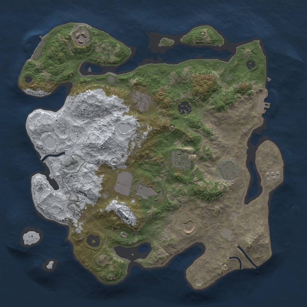 Rust Map: Procedural Map, Size: 3500, Seed: 2766, 18 Monuments