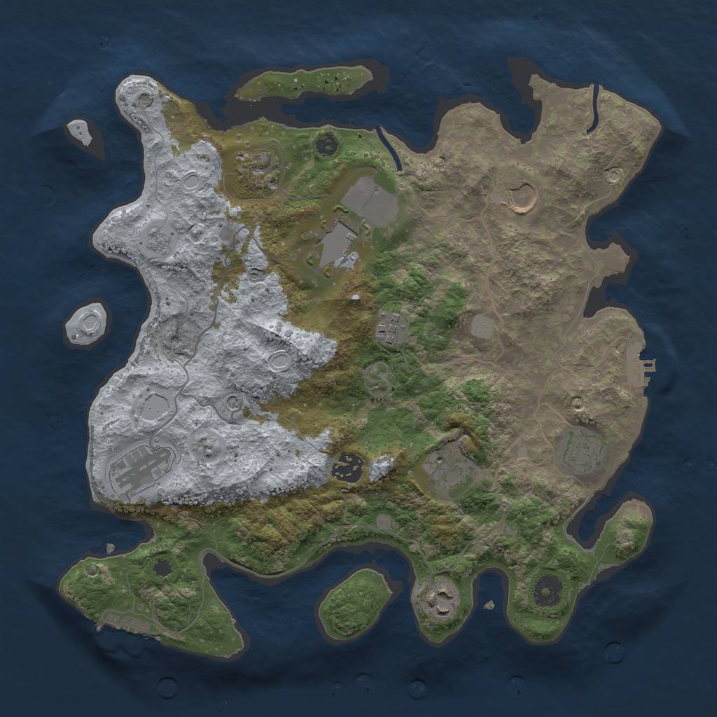 Rust Map: Procedural Map, Size: 3500, Seed: 296247692, 18 Monuments