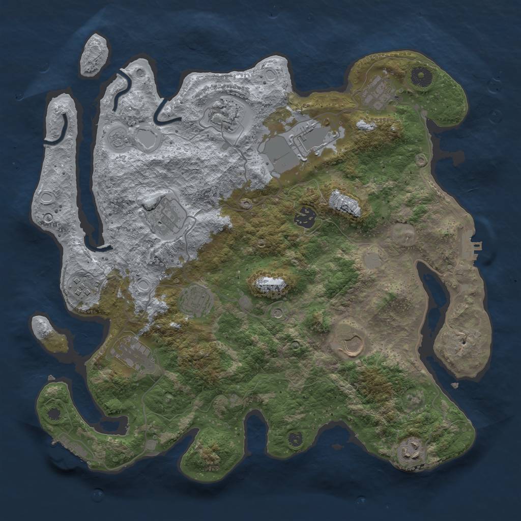 Rust Map: Procedural Map, Size: 3700, Seed: 866692168, 19 Monuments