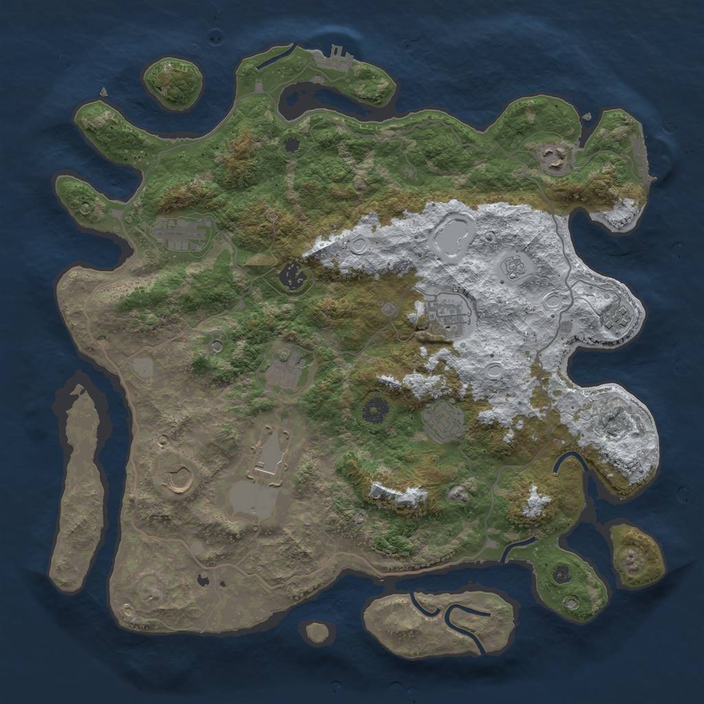 Rust Map: Procedural Map, Size: 4000, Seed: 1607687077, 18 Monuments