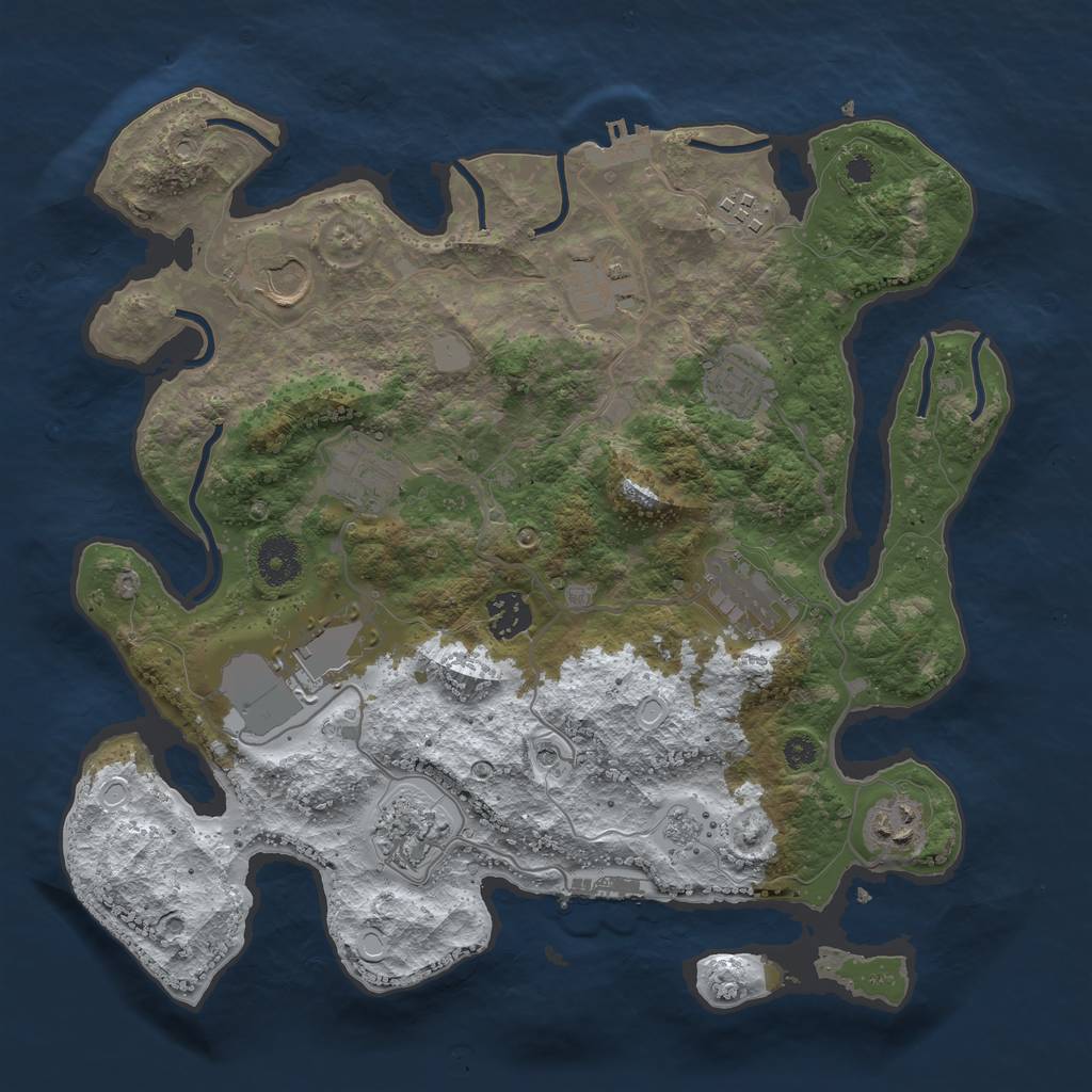 Rust Map: Procedural Map, Size: 3500, Seed: 29413, 19 Monuments