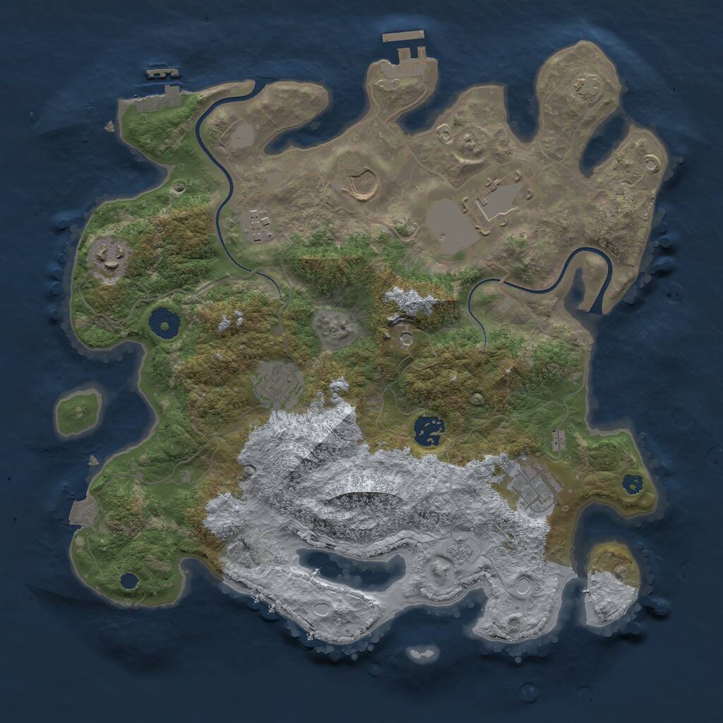 Rust Map: Procedural Map, Size: 3500, Seed: 930479329, 13 Monuments