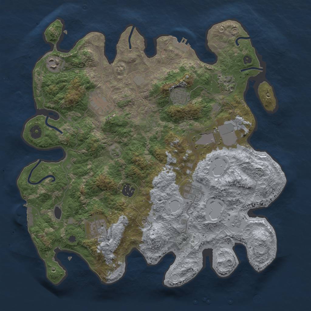 Rust Map: Procedural Map, Size: 3700, Seed: 20, 17 Monuments