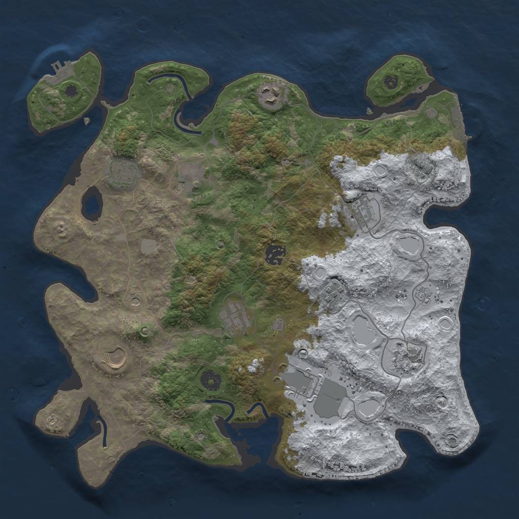 Rust Map: Procedural Map, Size: 3700, Seed: 14, 19 Monuments