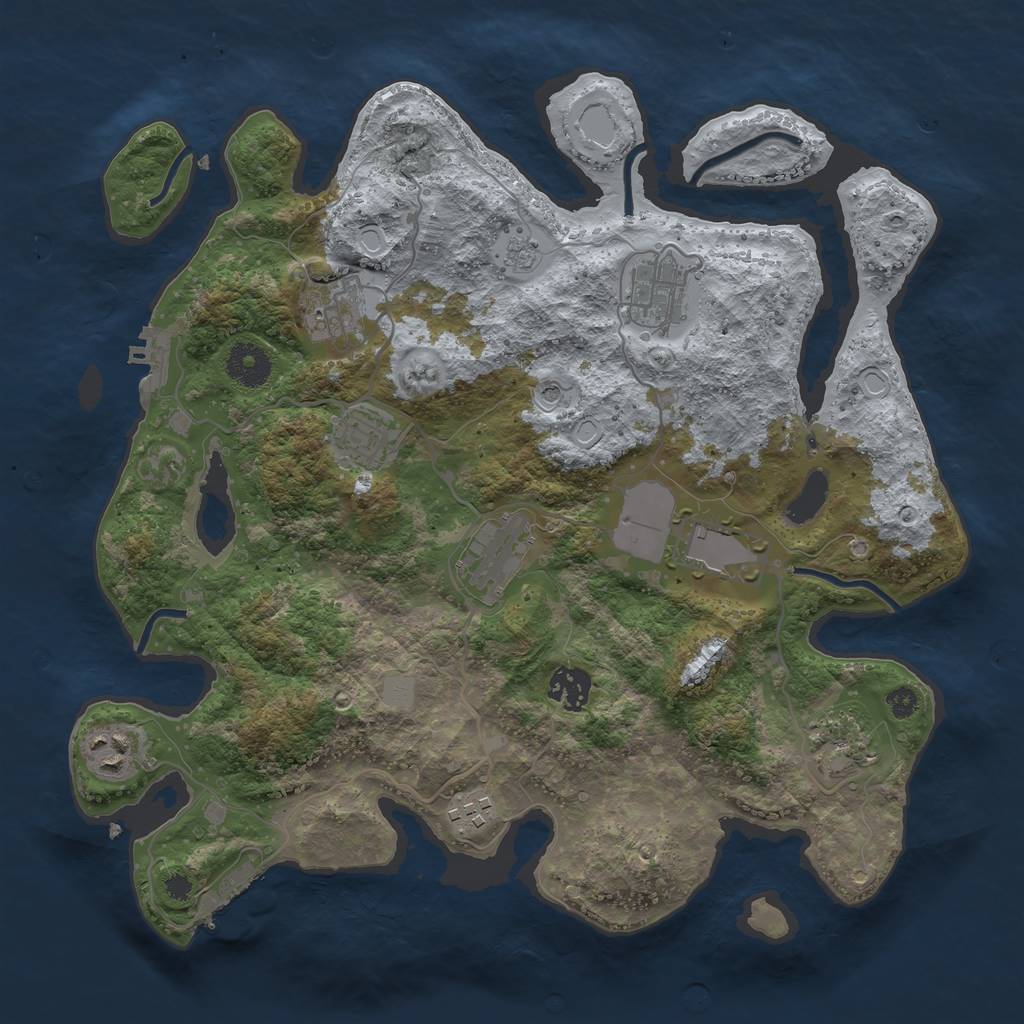 Rust Map: Procedural Map, Size: 3500, Seed: 97324784, 18 Monuments