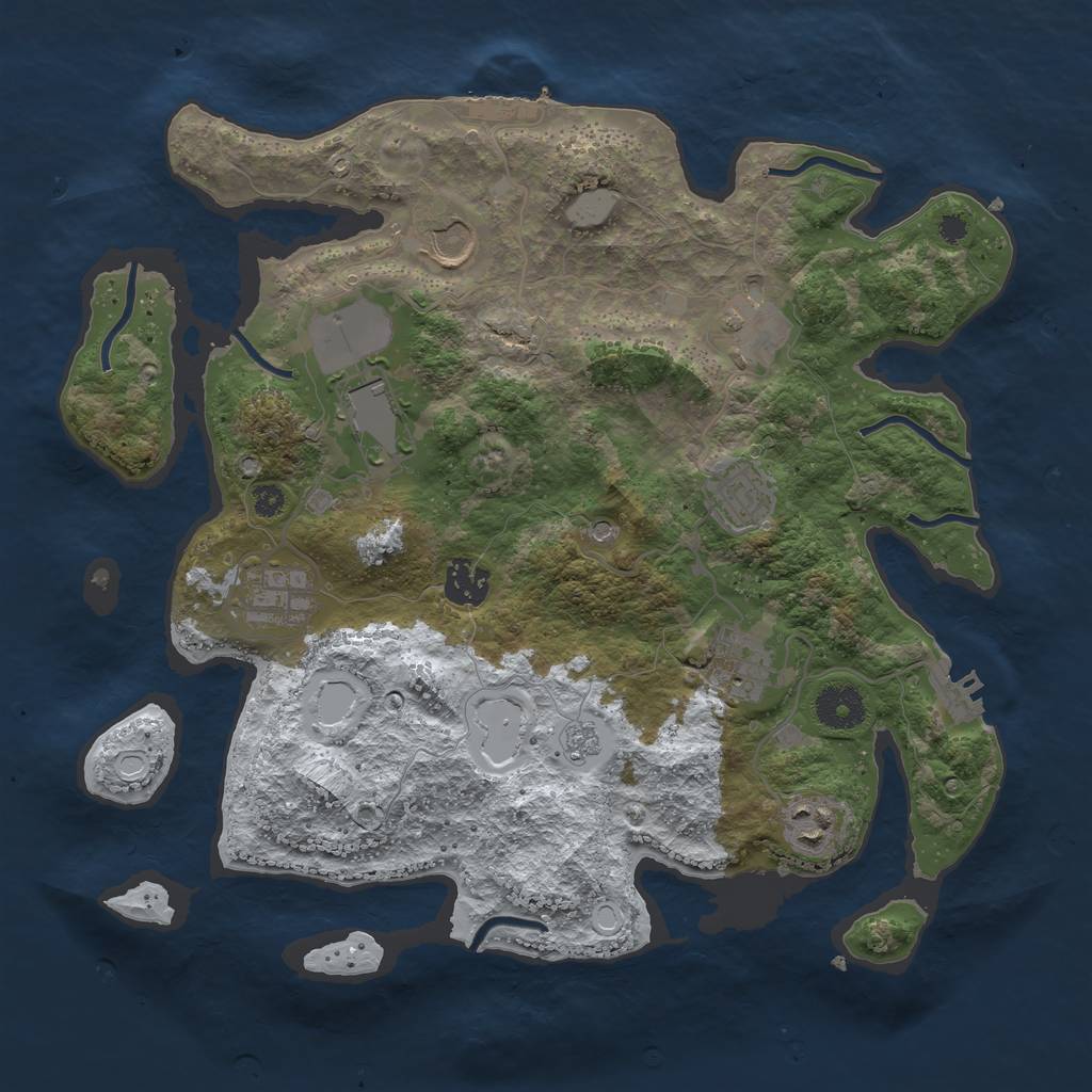 Rust Map: Procedural Map, Size: 3500, Seed: 1388109208, 17 Monuments