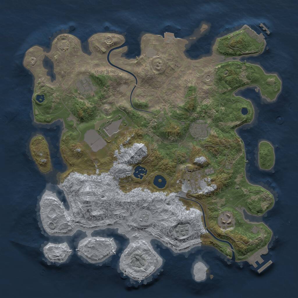 Rust Map: Procedural Map, Size: 3500, Seed: 4860529, 13 Monuments