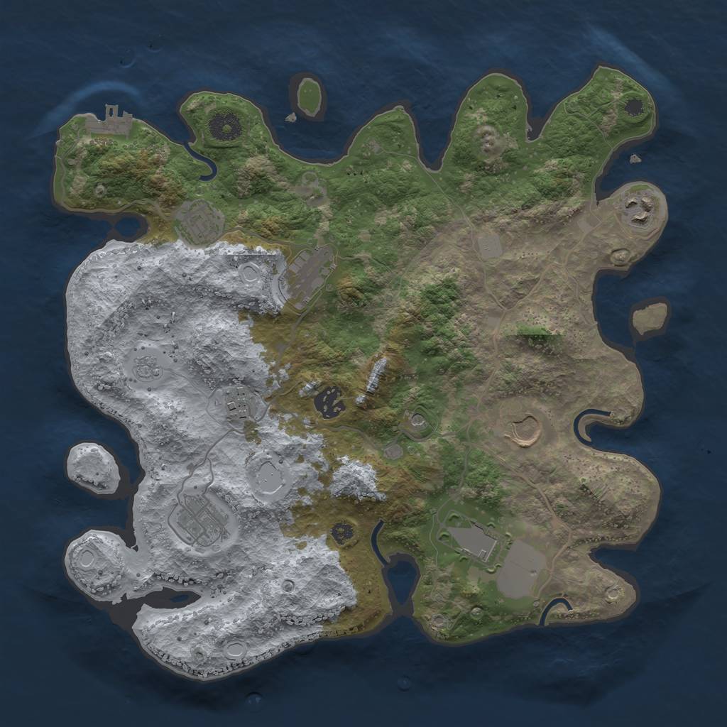 Rust Map: Procedural Map, Size: 3500, Seed: 514392428, 16 Monuments