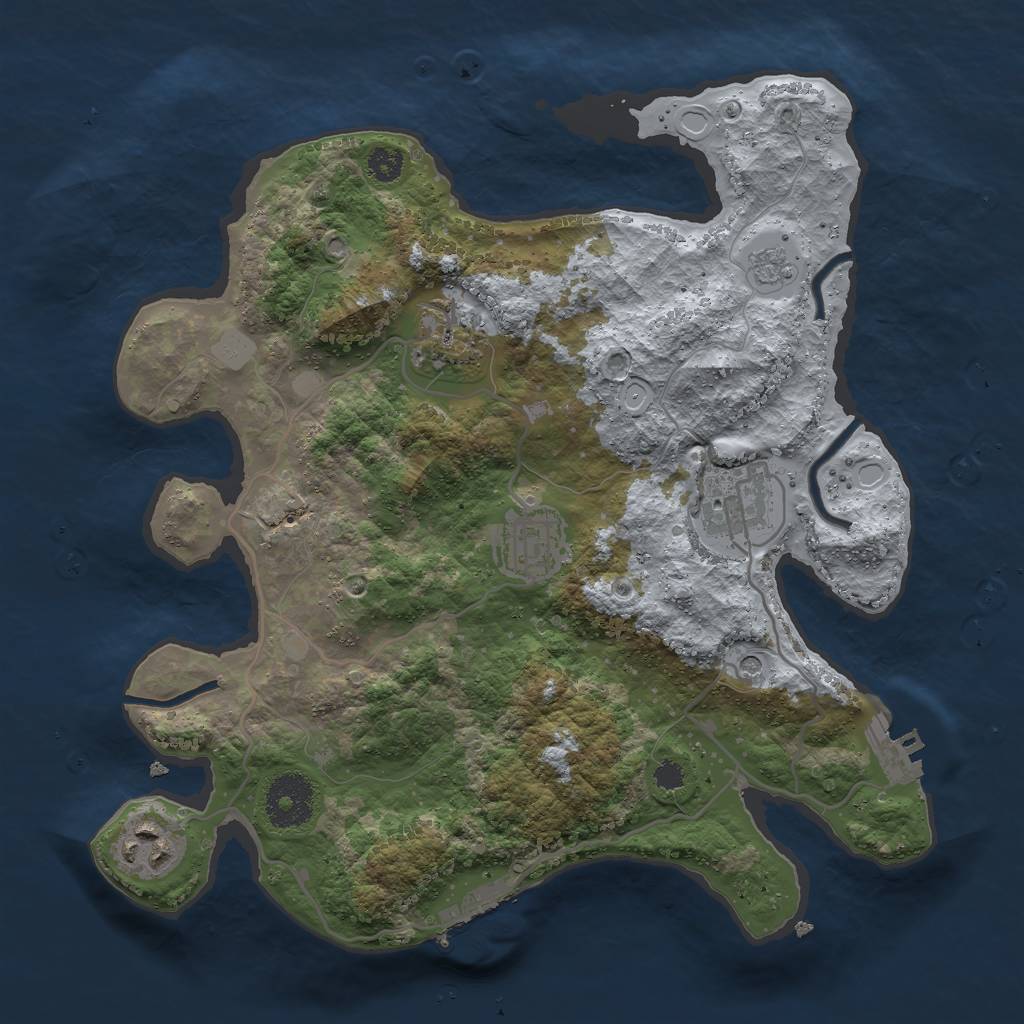Rust Map: Procedural Map, Size: 3000, Seed: 985321, 13 Monuments