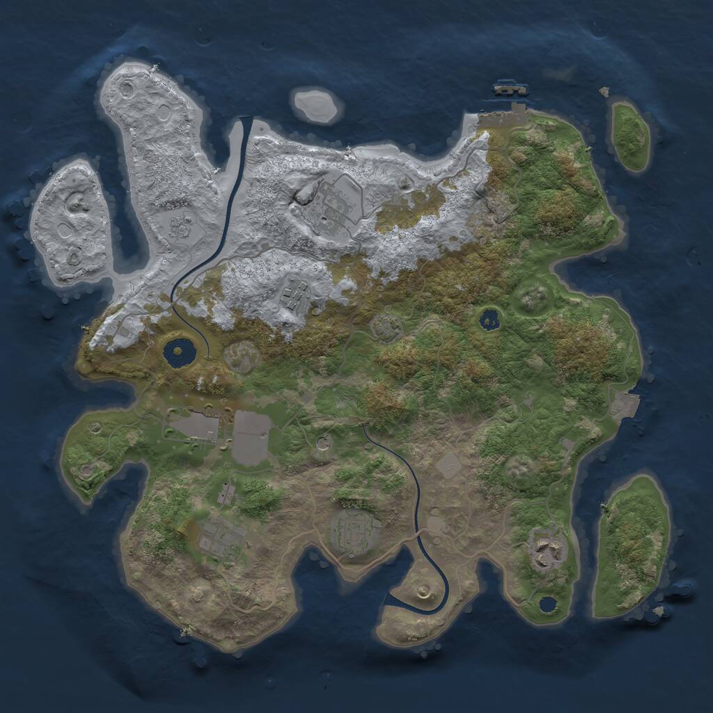 Rust Map: Procedural Map, Size: 3500, Seed: 7051, 11 Monuments