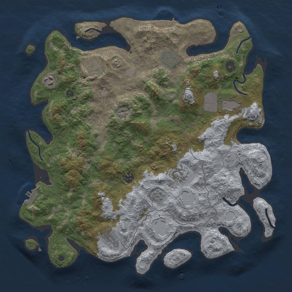Rust Map: Procedural Map, Size: 4000, Seed: 303339056, 17 Monuments