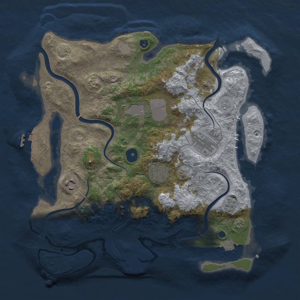 Rust Map: Procedural Map, Size: 3500, Seed: 1954307935, 11 Monuments
