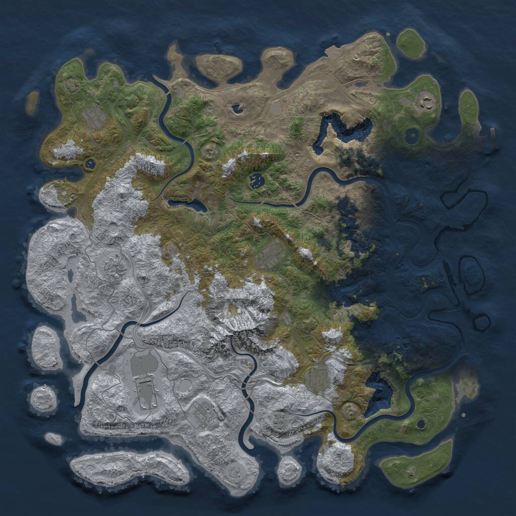 Rust Map: Procedural Map, Size: 5000, Seed: 1951687768, 14 Monuments