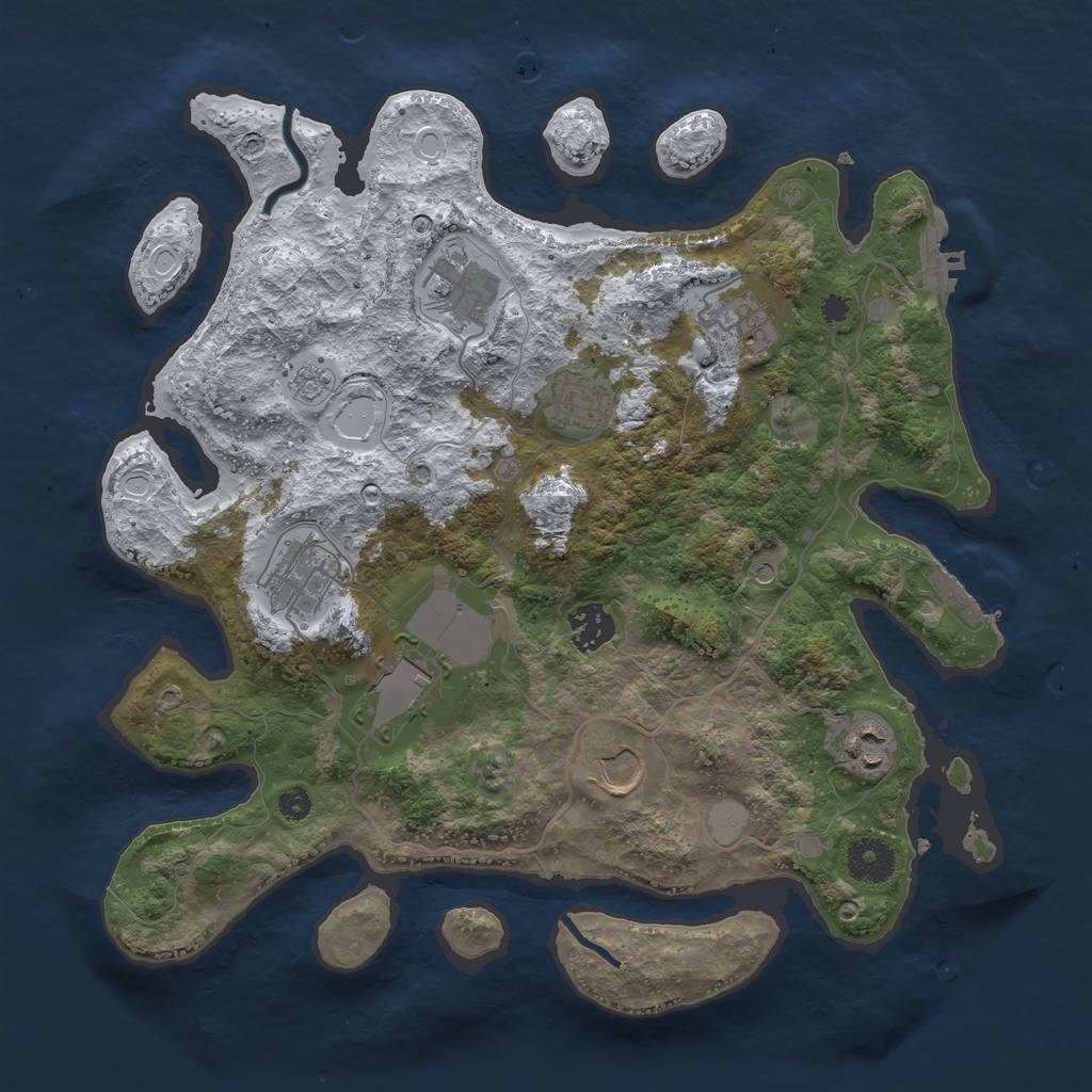 Rust Map: Procedural Map, Size: 3500, Seed: 840220086, 17 Monuments