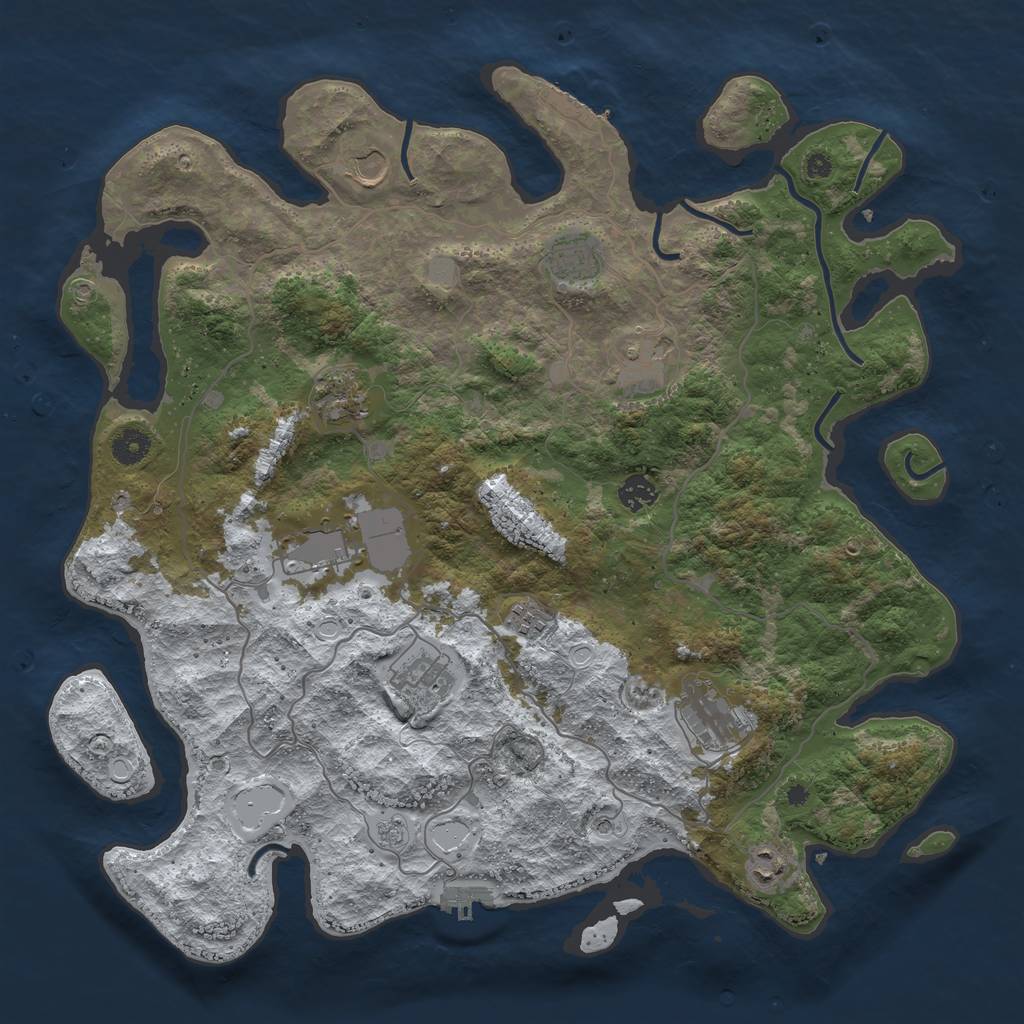Rust Map: Procedural Map, Size: 4200, Seed: 689777, 19 Monuments